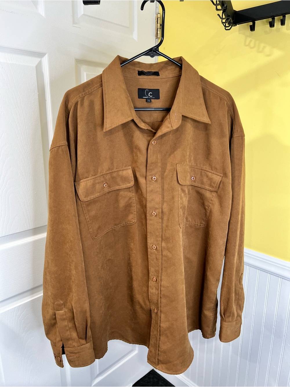 Cc Sueded Button-Down Shirt in Brown